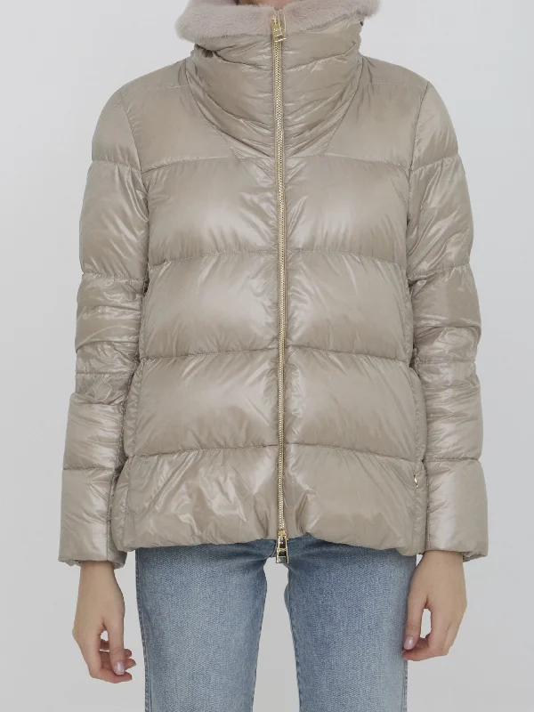 Herno Down Jacket In Nylon And Eco-Fur