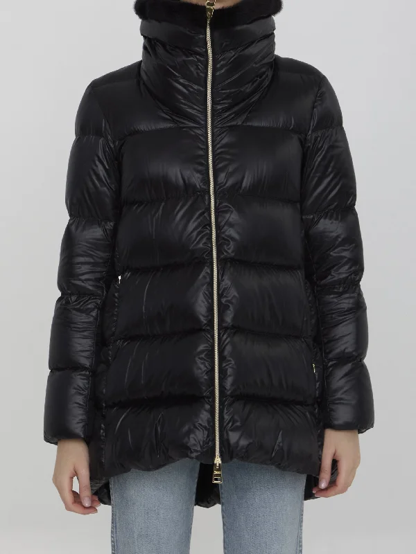 Herno Down Jacket In Nylon And Eco-Fur