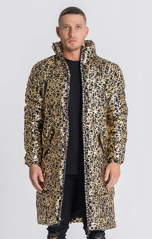 Black And Gold Apocalypse Puffer Coat